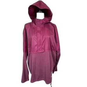 UNDER ARMOUR Women's 2X Maroon Long Sleeve 1/2‎ Zip Hooded Pullover Windbreaker